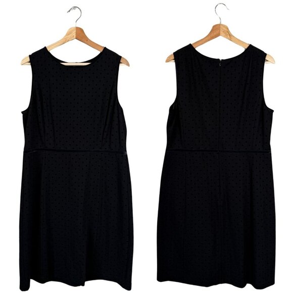 Talbots Velvet Polka Dot Cocktail Sheath Mini Dress Women's 14 Black Sleeveless - Picture 1 of 11